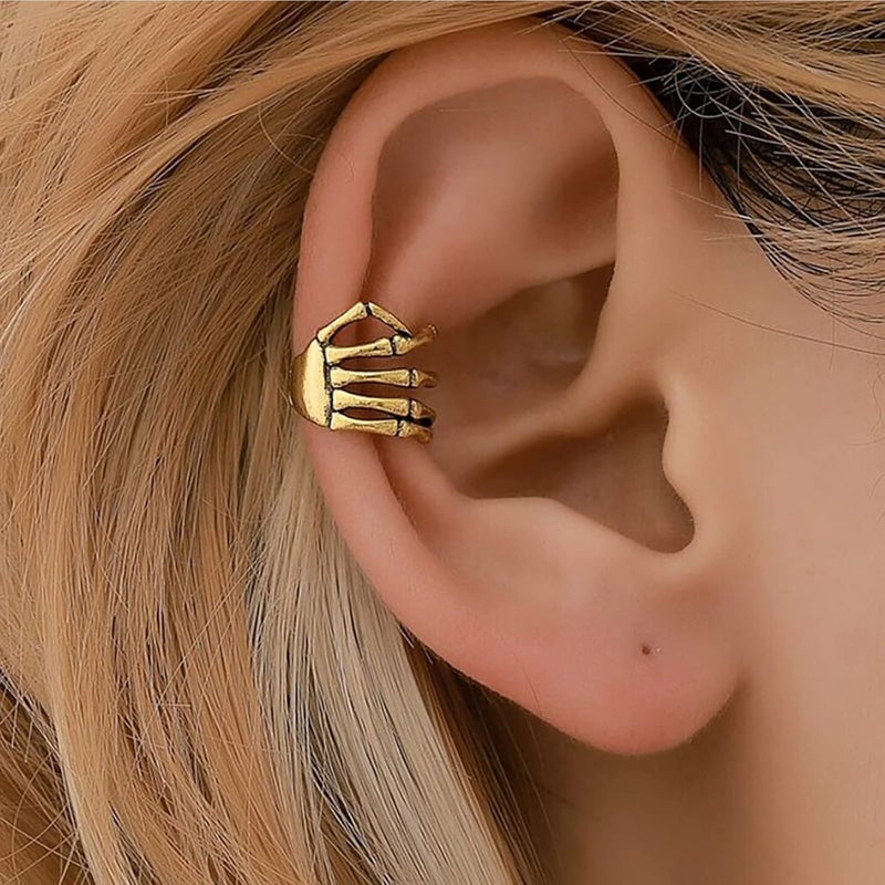 Taichell Store Skeleton Hand Ear Cuffs & Earrings - Halloween Clip Ons & Gifts - Image 5